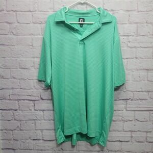 Footjoy Green Striped Polo Shirt Size XL Arm Logo Performance Golf‎ Casual